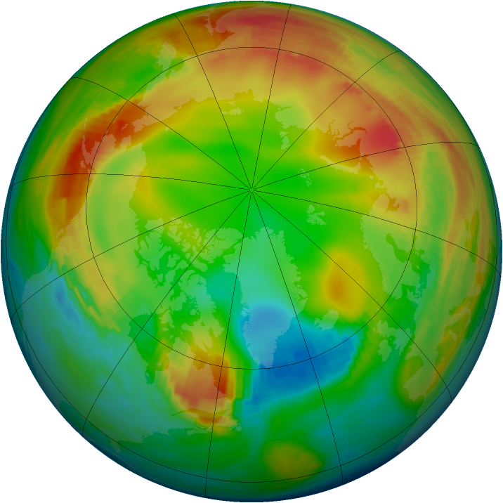 Arctic ozone map for 13 January 1980